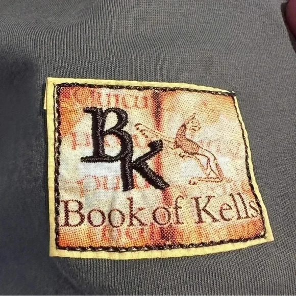 Book of Kells Unisex Moss Green Celtic Knot Graphic Raglan Slub Knit Tee sz XXL - Picture 3 of 5